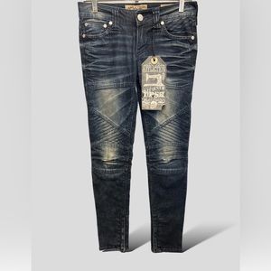 AFFLICTION‎ Jeans Women 26 Dark Wash Raquel Acid Wash Look Moto Skinny Stretch